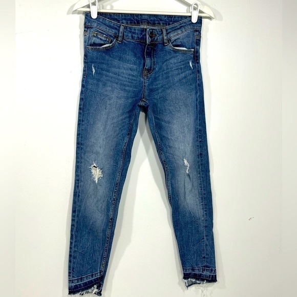 Zara basic frayed hem jeans size 04 - Picture 1 of 8